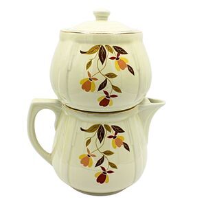 Vintage Hall Autumn Leaf Drip Coffee Pot 4 Pieces Includes Filter Retro Kitchen